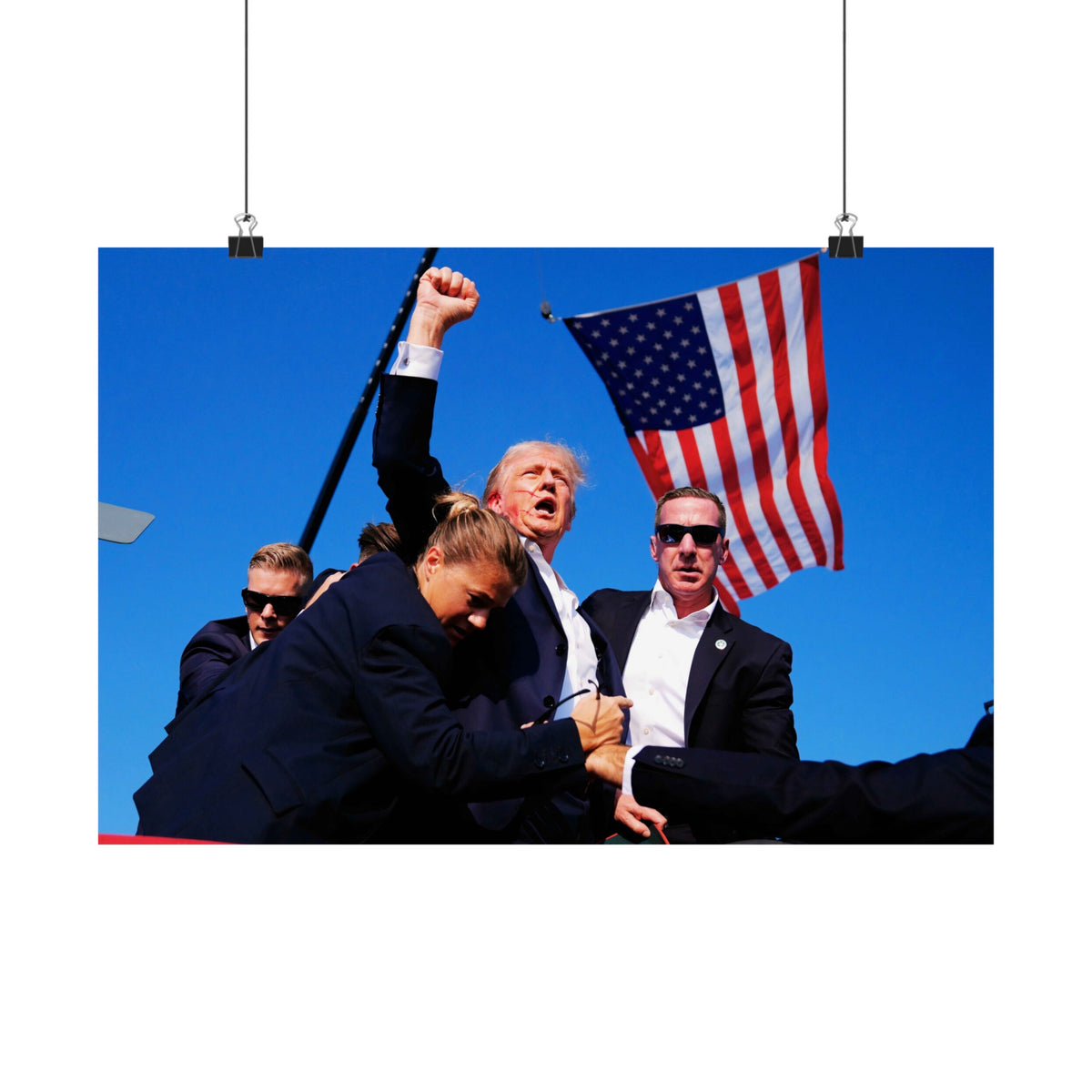 Defiant Donald Trump After Assassination Attempt in Pennsylvania Print | Republican Poster | Bold Political Wall Decor | Color Photo (USA ONLY)