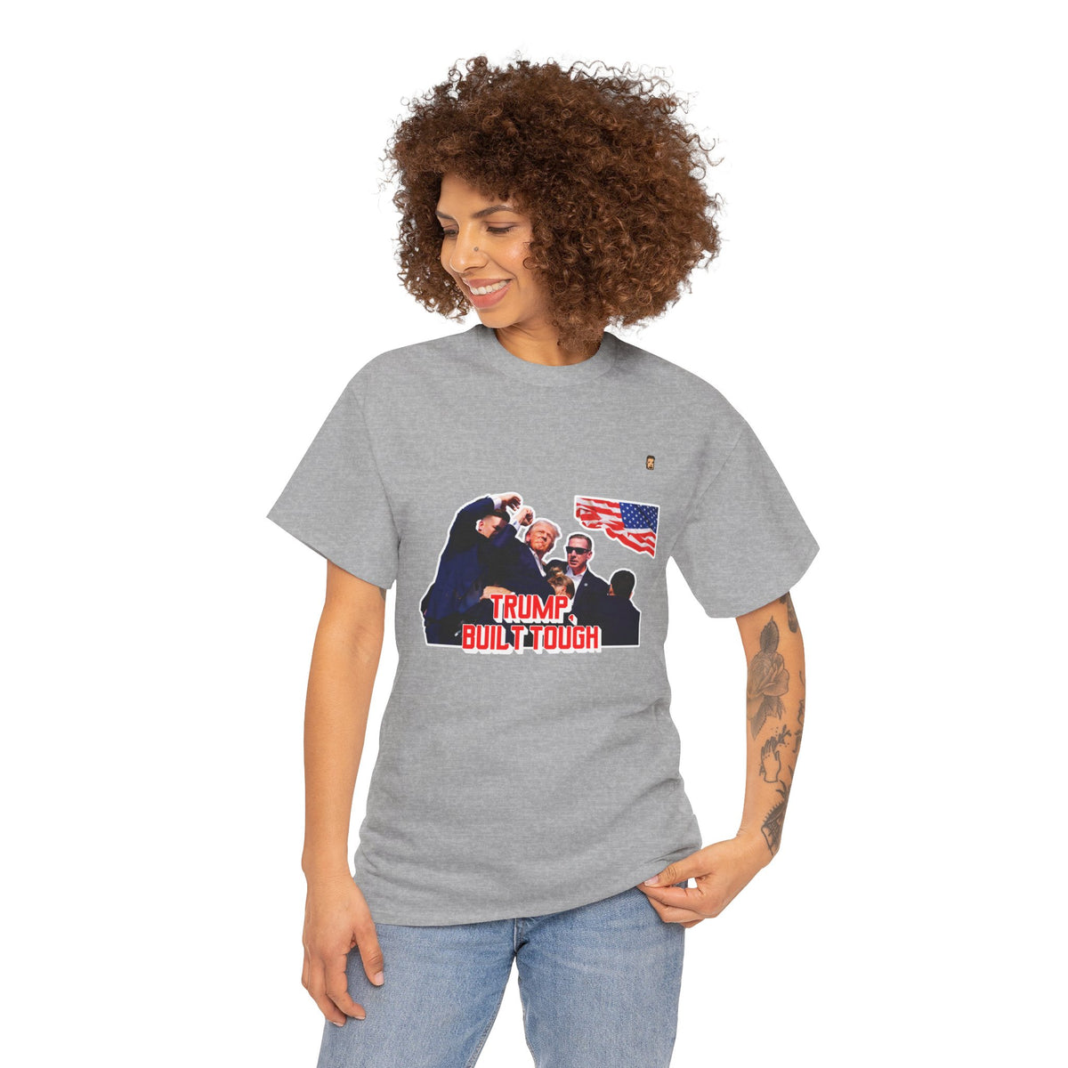 Trump Built Tough T-Shirt | Bold Political Statement Tee | Premium Cotton Comfort | Iconic Rally Image Post Shooting (USA ONLY)