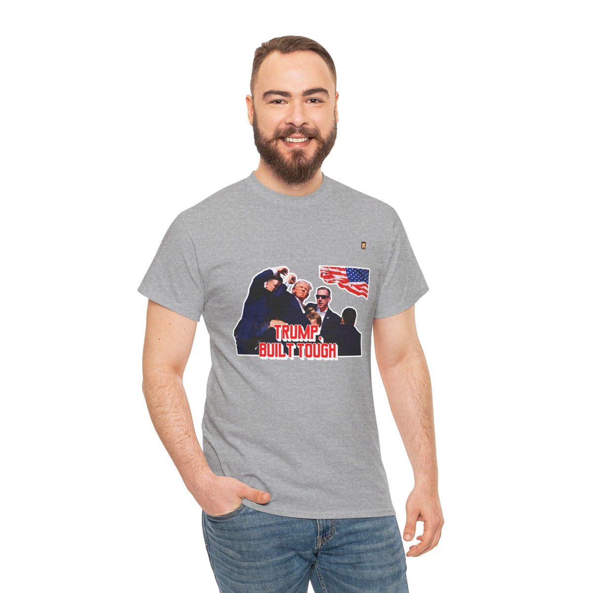 Trump Built Tough T-Shirt | Bold Political Statement Tee | Premium Cotton Comfort | Iconic Rally Image Post Shooting (USA ONLY)