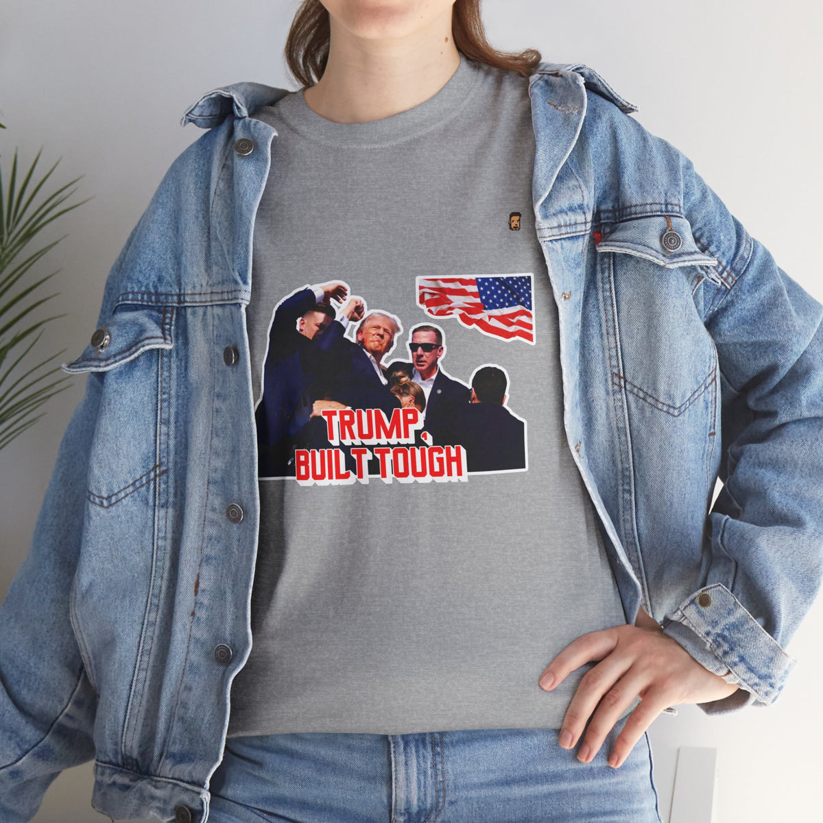 Trump Built Tough T-Shirt | Bold Political Statement Tee | Premium Cotton Comfort | Iconic Rally Image Post Shooting (USA ONLY)