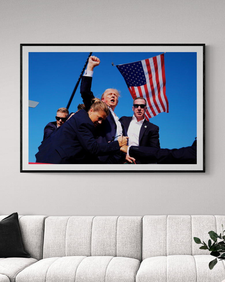 Defiant Donald Trump After Assassination Attempt in Pennsylvania Print | Republican Poster | Bold Political Wall Decor | Color Photo (USA ONLY)