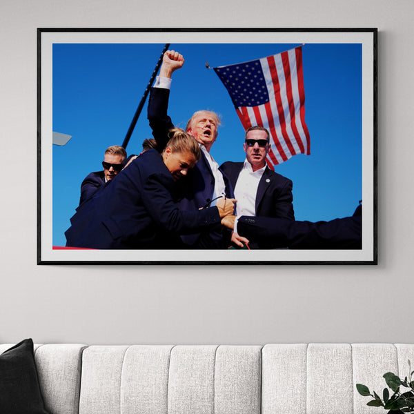 Defiant Donald Trump After Assassination Attempt in Pennsylvania Print | Republican Poster | Bold Political Wall Decor | Color Photo (USA ONLY)