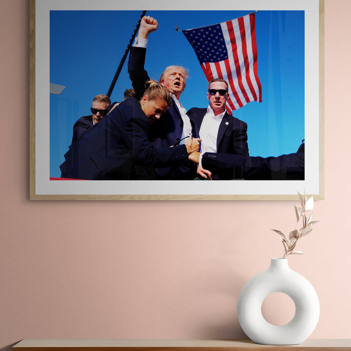 Defiant Donald Trump After Assassination Attempt in Pennsylvania Print | Republican Poster | Bold Political Wall Decor | Color Photo (USA ONLY)