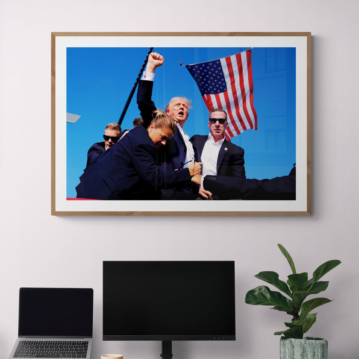 Defiant Donald Trump After Assassination Attempt in Pennsylvania Print | Republican Poster | Bold Political Wall Decor | Color Photo (USA ONLY)