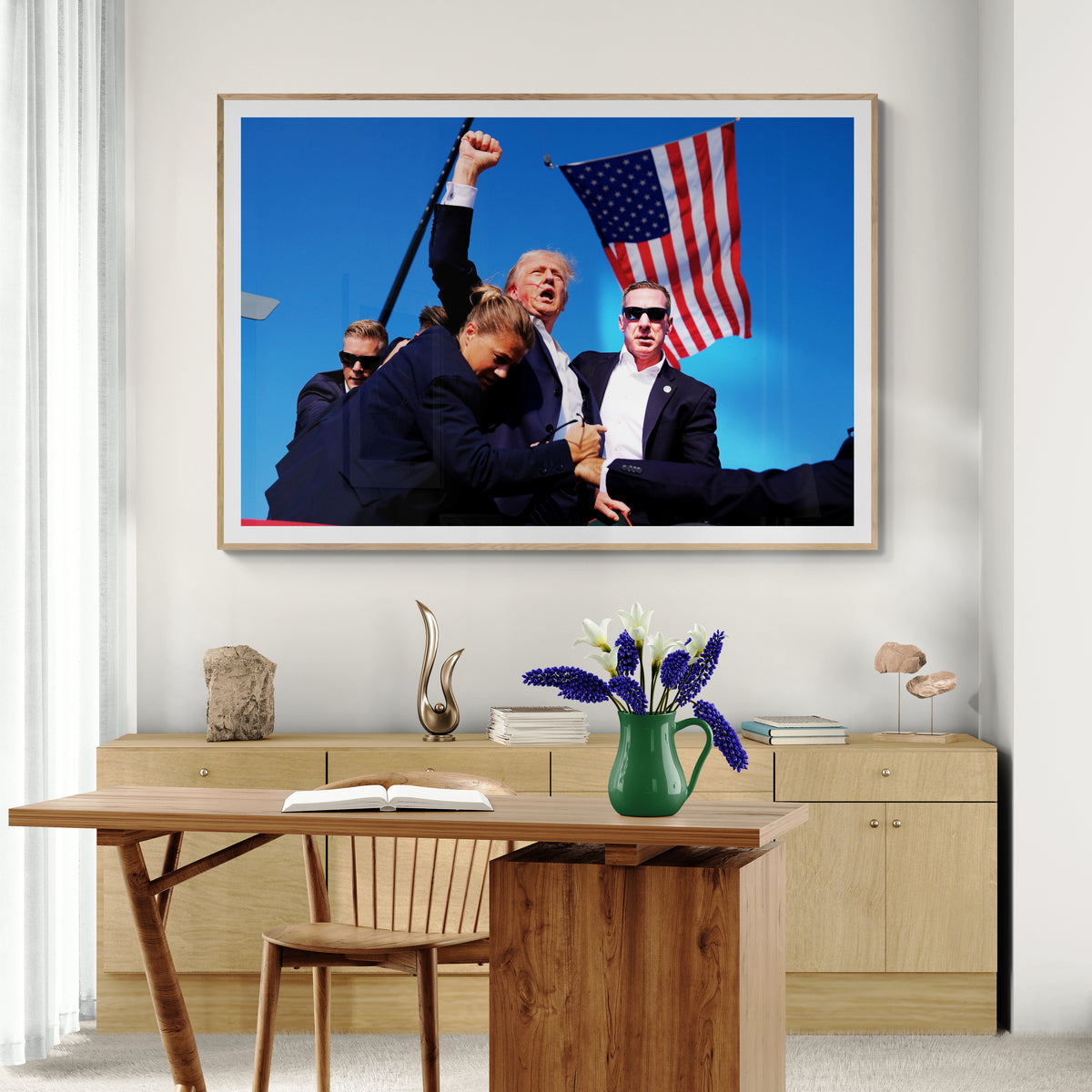 Defiant Donald Trump After Assassination Attempt in Pennsylvania Print | Republican Poster | Bold Political Wall Decor | Color Photo (USA ONLY)