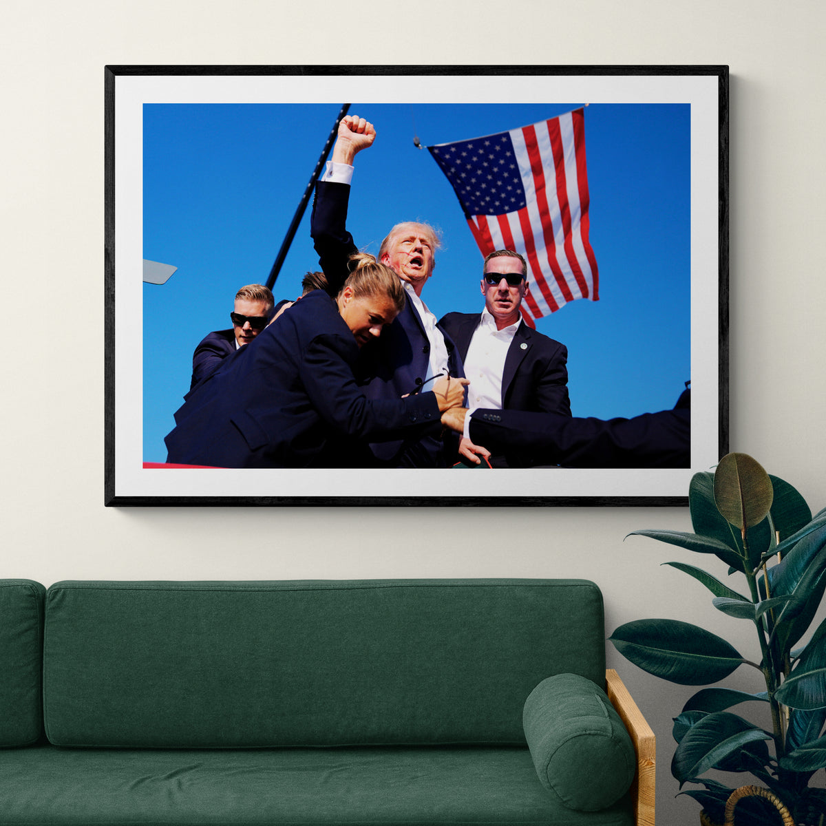 Defiant Donald Trump After Assassination Attempt in Pennsylvania Print | Republican Poster | Bold Political Wall Decor | Color Photo (USA ONLY)